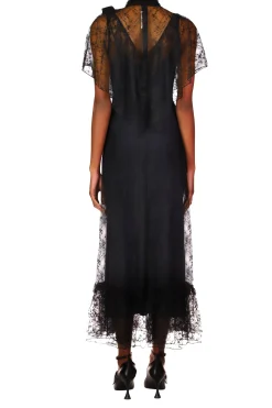 Rodarte Black Floral Lace Dress With Flower Corsage Best Sale