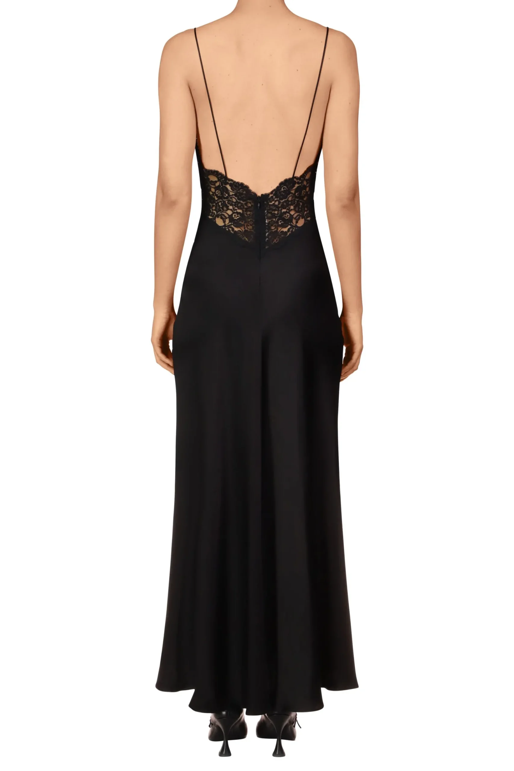 Rodarte Black Silk Charmeuse Bias Dress With Black Lace Discount