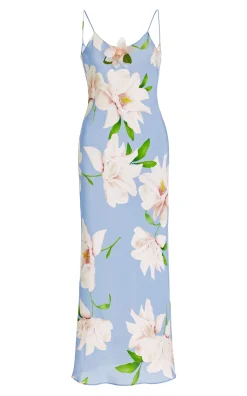 Rodarte Blue And White Floral Silk Slip With Silk Flower Detail Flash Sale