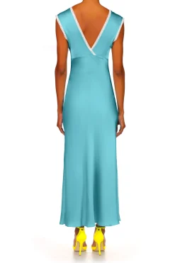 Rodarte Blue Silk Satin Dress With Lace Details Best