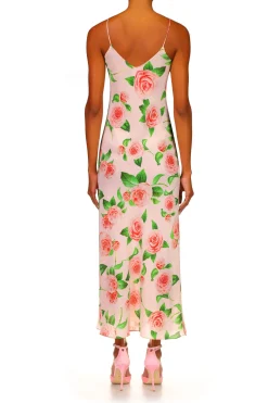 Rodarte Camellia Printed Silk Bias Slip With Silk Flower Detail Store