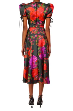 Rodarte Floral Printed Twill Dress With Silk Flower Cheap