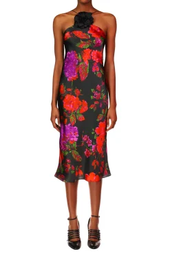 Rodarte Floral Silk Satin Halter Dress With Flower Store