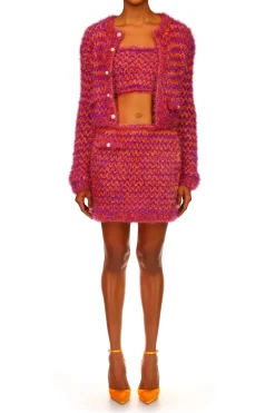 Rodarte Fuchsia And Orange Hand Knit Cardigan Cheap