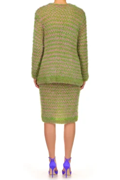 Rodarte Green And Pink Hand Knit Strapless Top Best Sale