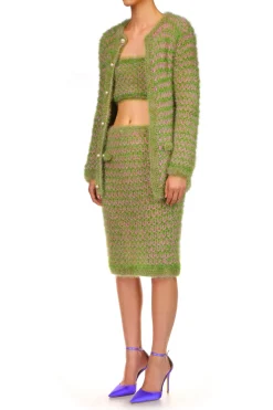 Rodarte Green And Pink Hand Knit Pencil Skirt Online