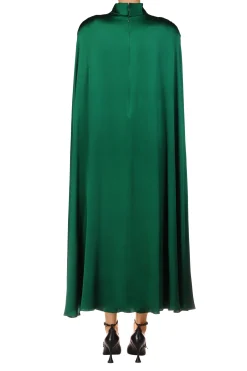 Rodarte Green Silk Satin Cape Dress Best Sale