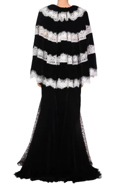 Rodarte Metallic Black And White Lace Capelet Hot