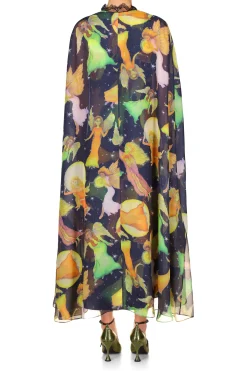 Rodarte Midnight Fairy Printed Silk Chiffon And Satin Cape Dress Online