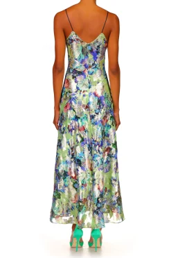 Rodarte Mint Floral Lurex Jacquard Dress With Black Lace Store