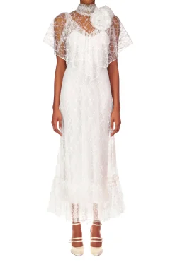 Rodarte Off White Floral Lace And Silk Dress Cheap