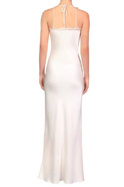 Rodarte Off White Silk Bias Dress With Lace, Ruffle And Silk Flower Details Shop