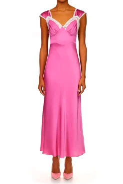 Rodarte Orchid Silk Satin Dress With Lace Details Fashion