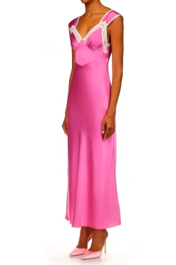 Rodarte Orchid Silk Satin Dress With Lace Details Fashion