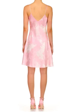 Rodarte Pink Floral Printed Bias Mini Slip Dress Best Sale