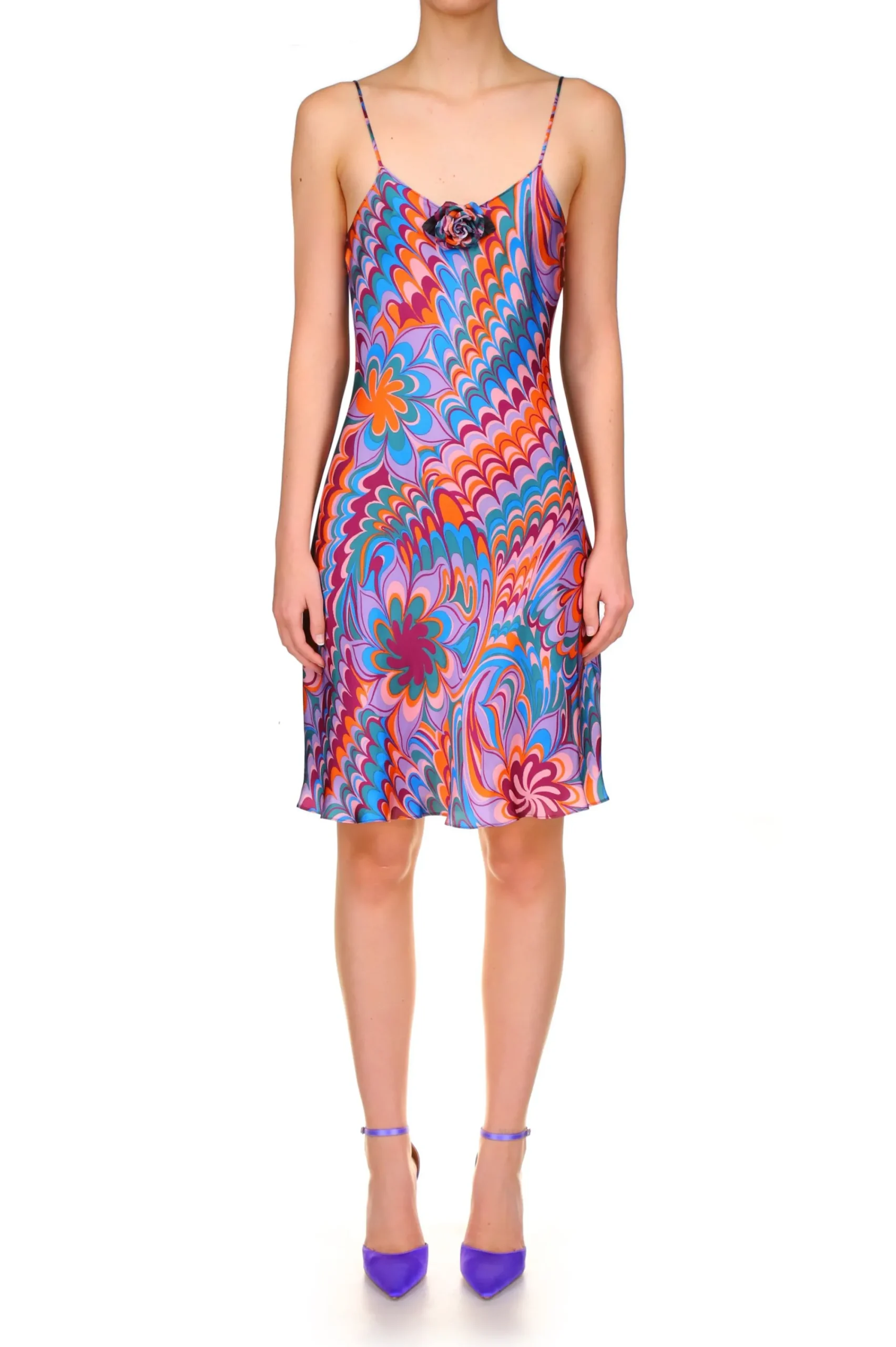Rodarte Plum Multicolor Printed Bias Mini Slip Dress Cheap
