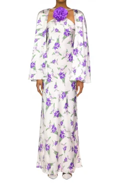 Rodarte Purple Iris Printed Silk Satin Capelet Best