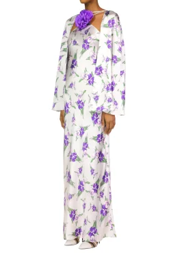 Rodarte Purple Iris Printed Silk Satin Capelet Best