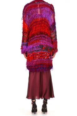 Rodarte Red And Purple Oversized Loose Hand Knit Cardigan Outlet
