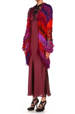 Rodarte Red And Purple Oversized Loose Hand Knit Cardigan Best