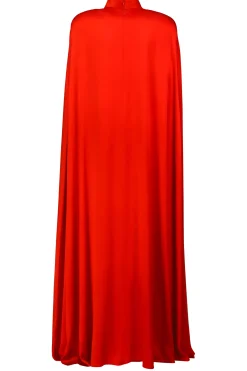 Rodarte Red Silk Satin Cape Gown Discount