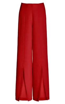 Rodarte Red Wide Leg Double Faced Wool Pant New