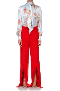 Rodarte Red Wide Leg Double Faced Wool Pant New