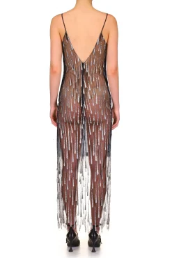 Rodarte Silver And Black Glitter Tulle Slip Dress Flash Sale