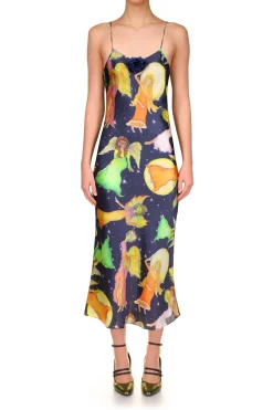 Rodarte Starry Sky And Fairy Printed Silk Satin Bias Slip Dress Online
