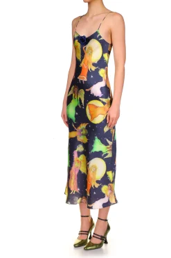 Rodarte Starry Sky And Fairy Printed Silk Satin Bias Slip Dress Online