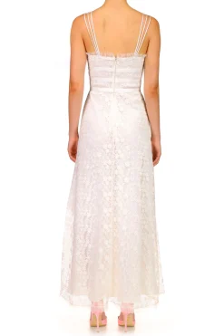 Rodarte White Daisy Lace Dress With Tulle Ruffle And Ribbon Details Outlet